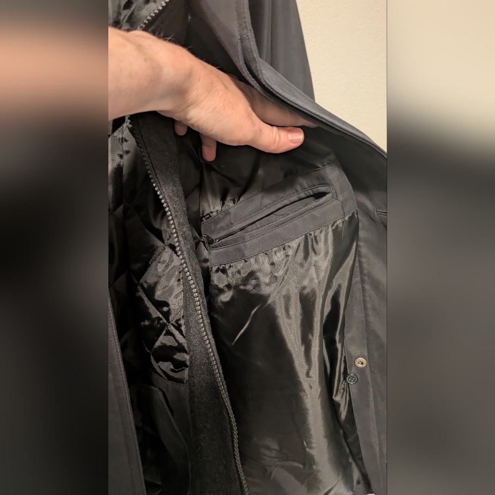 Chaps Black Men's Trench Coat Classic Durable Design - Picture 10 of 12